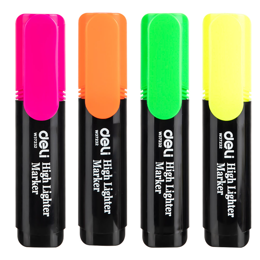 Deli Surligneurs, Fournitures de bureau et scolaires, Lot de 4 couleurs, Couleurs assorties