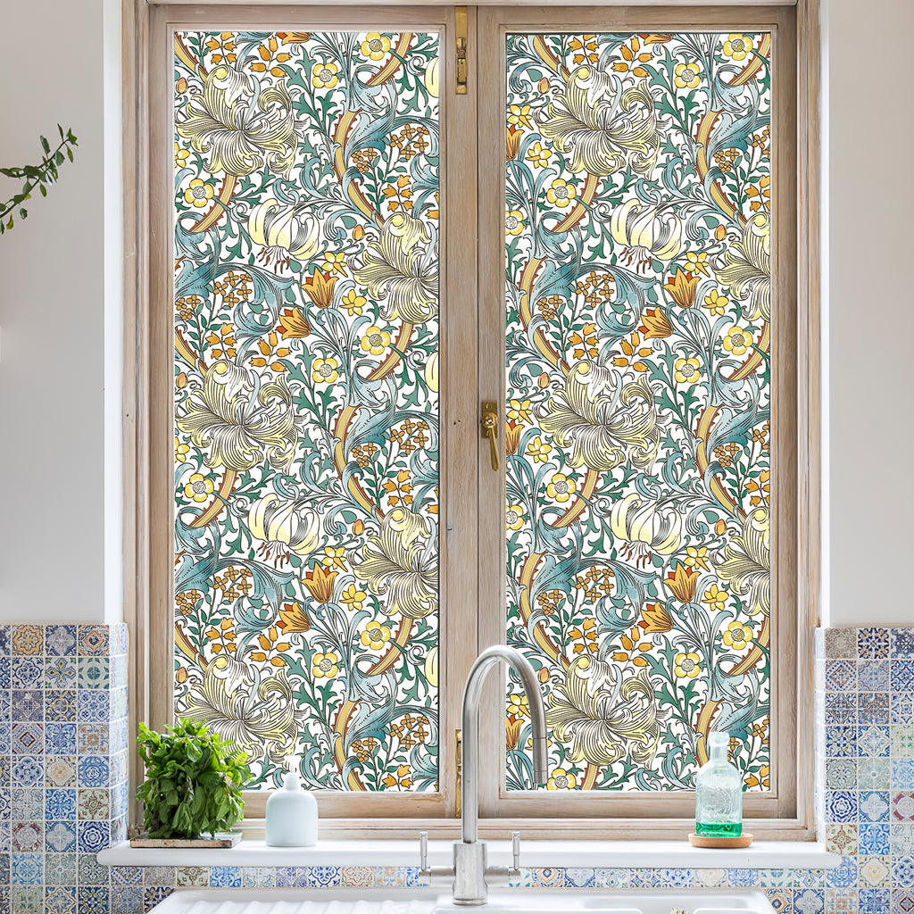 Murgall Rouleau de film décoratif pour vitre Morris lys doré - 60 x 305 cm