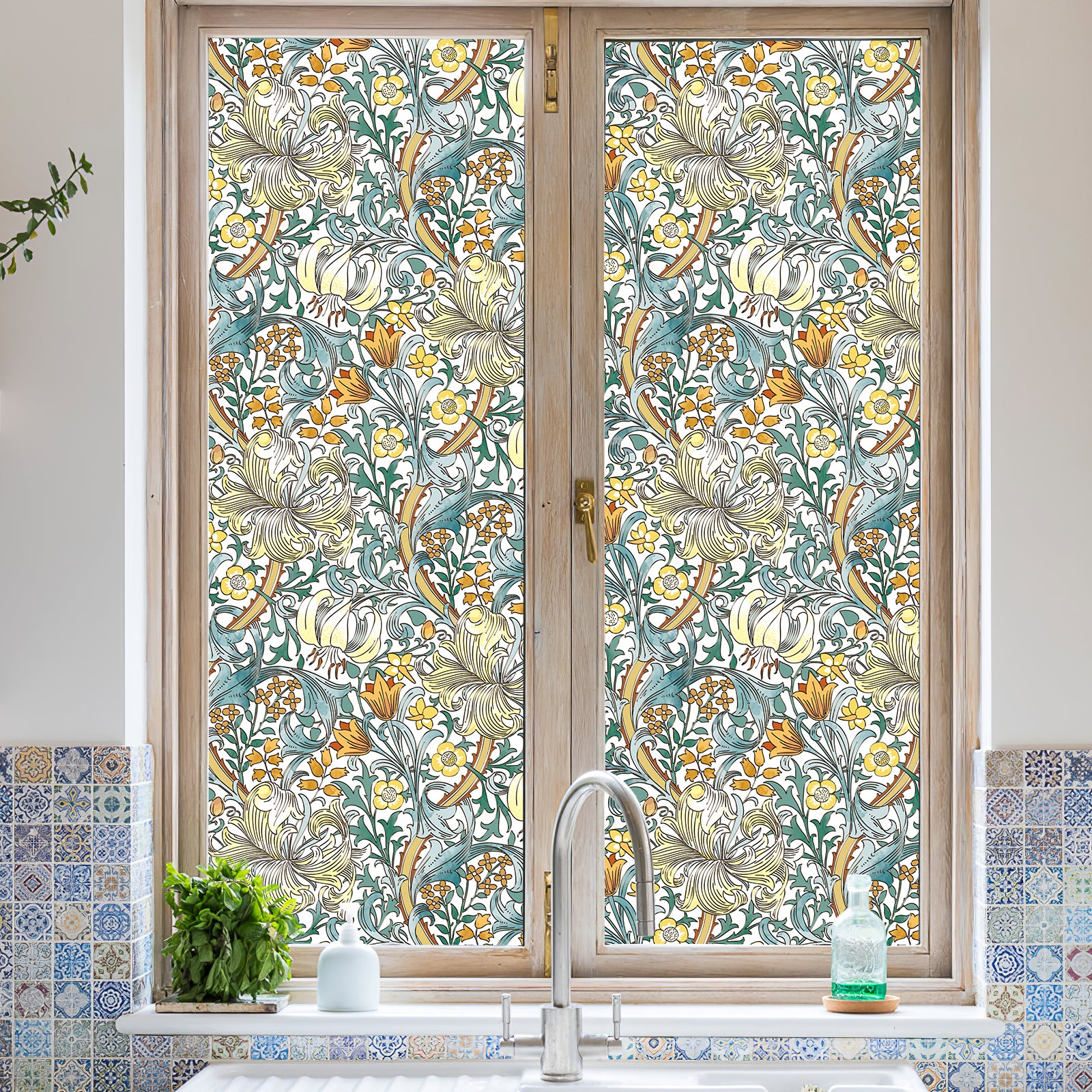 Murgall Rouleau de film décoratif pour vitre Morris lys doré - 60 x 305 cm