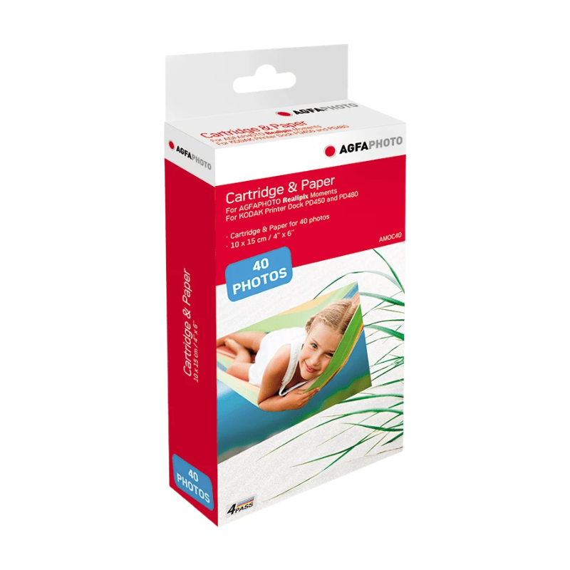 AgfaPhoto AMOC40 Pack Cartouche et papier pour imprimante Realipix Moments - 40 impressions