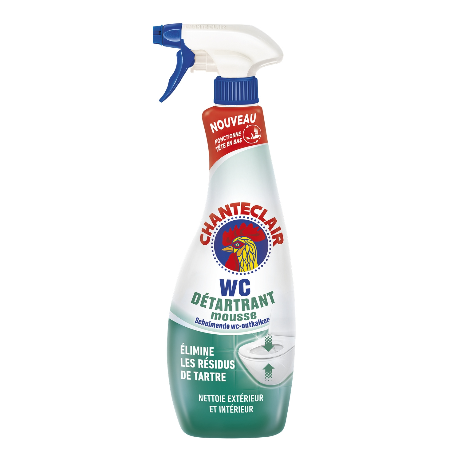 CHANTECLAIR Nettoyant WC Mousse Active Détartrant, Parfum Frais, 625 ml