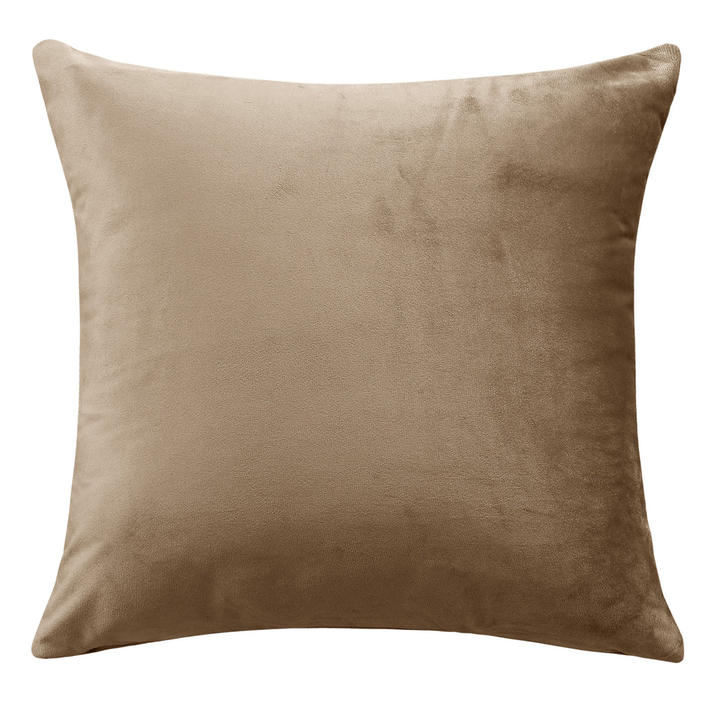 Deconovo Housse de coussin en velours néerlandais, coloris marron, 50 x 50 cm, 1 pièce