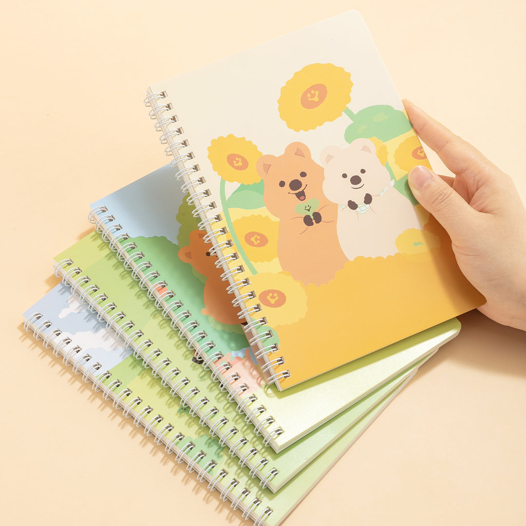 M&G KiKi QUOKKA Lot de 4 carnets à spirale A5, 60 feuilles / 120 pages, papier ligné