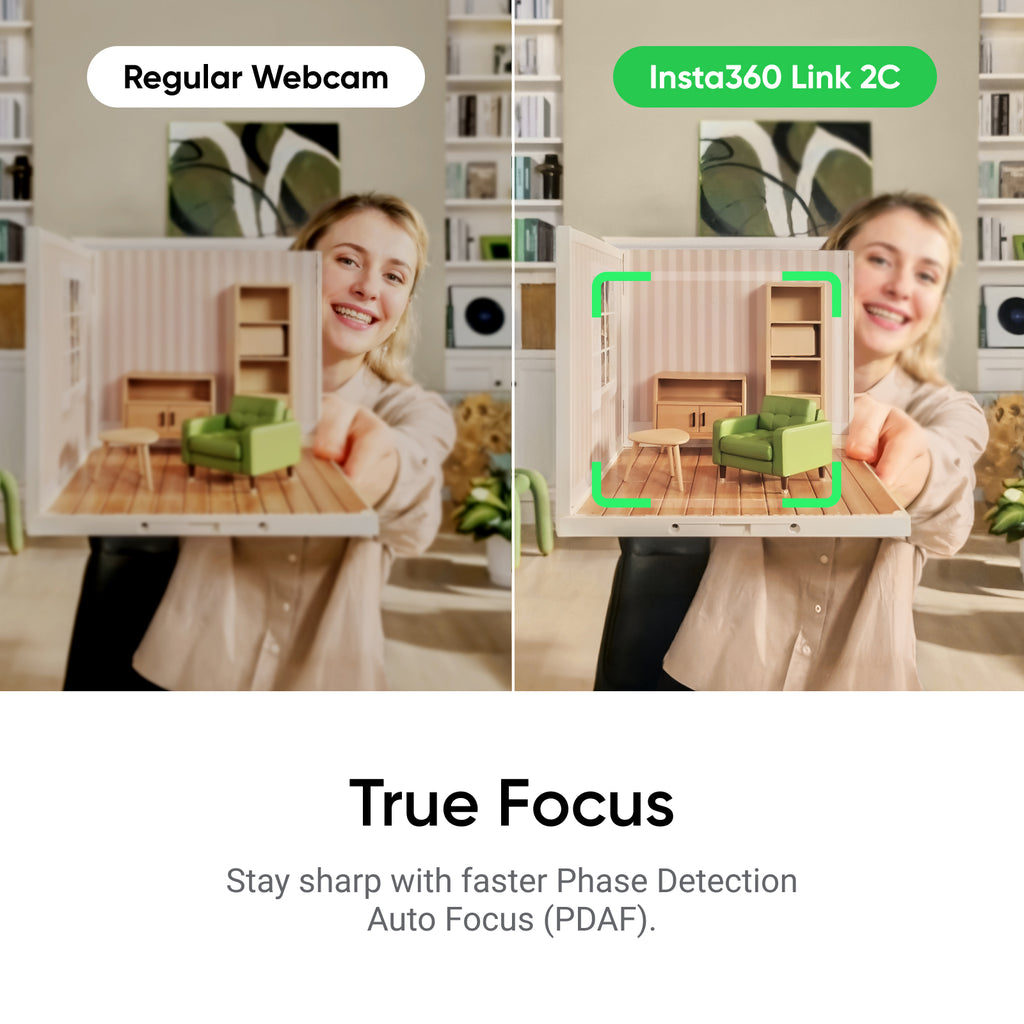 Insta360 Link 2C Pack standard Noir graphite - Webcam 1K pour PC/Mac, Capteur 1/2 po, Cadrage automatique, HDR, Microphone avec réduction du bruit par IA