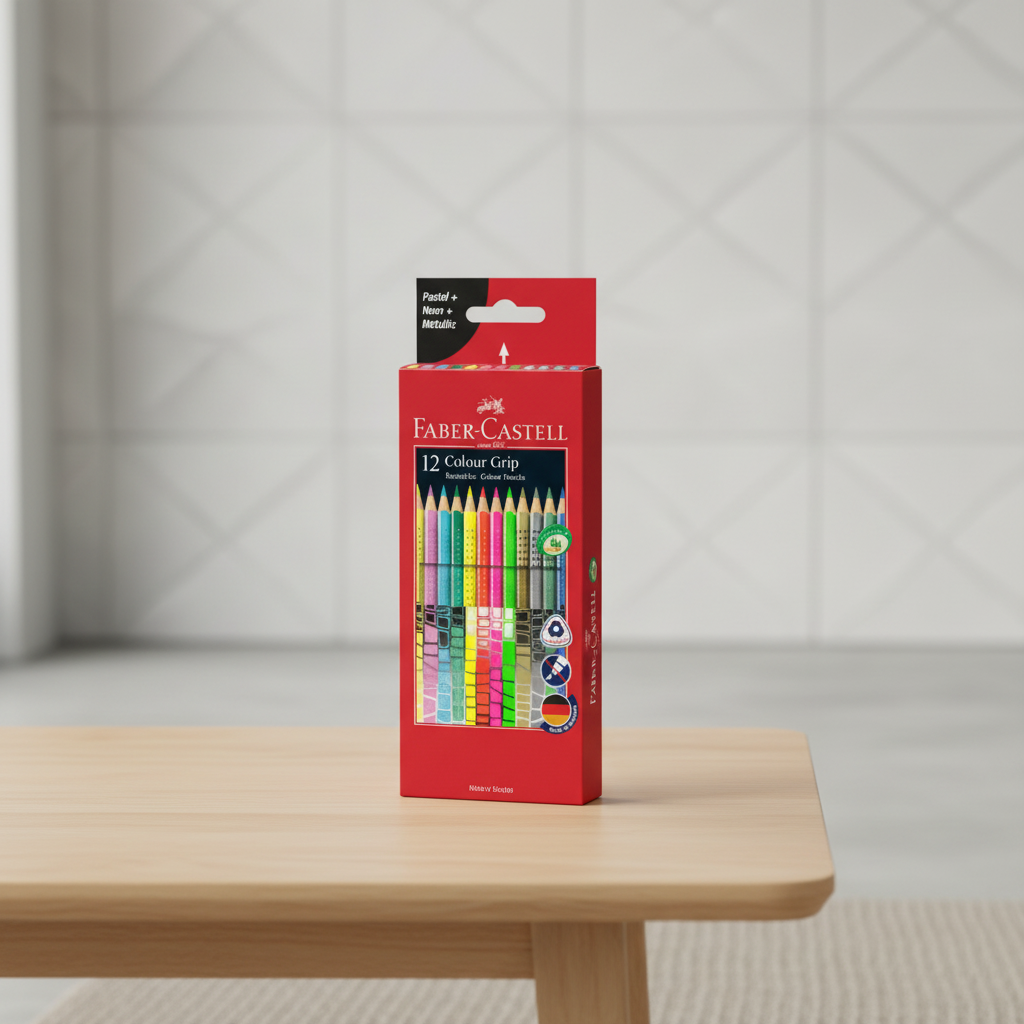 Faber-Castell Colour Grip Lot de 12 crayons de couleurs - Pastel, néon et métallique