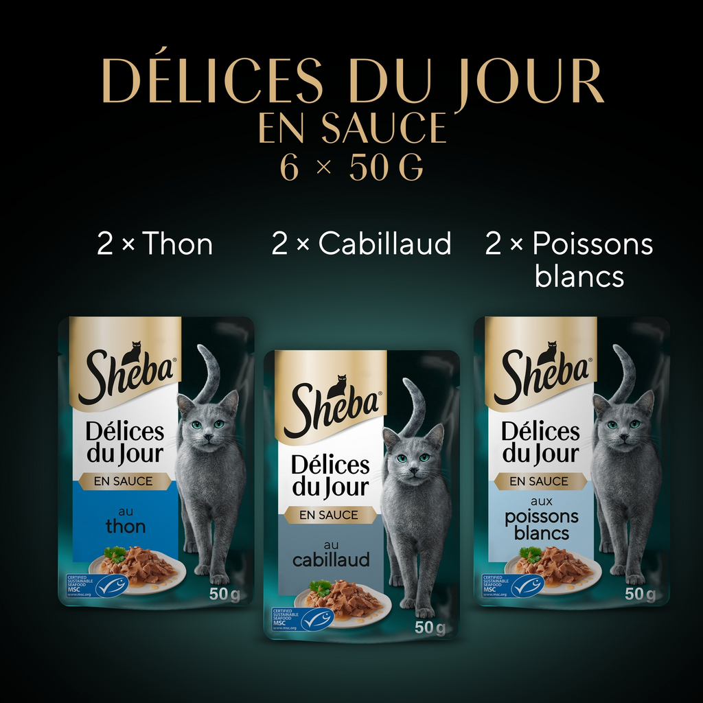 Sheba Délices du Jour aux Poissons - Aliment pour chat - 6 x 50 g