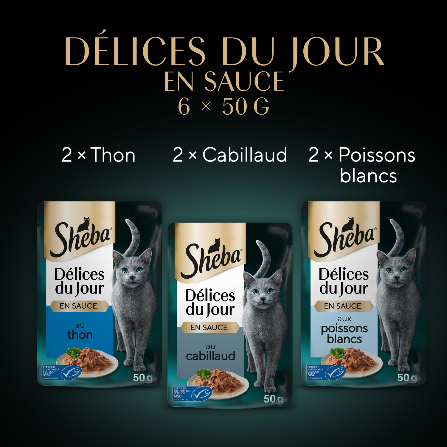 Sheba Délices du Jour aux Poissons - Aliment pour chat - 6 x 50 g