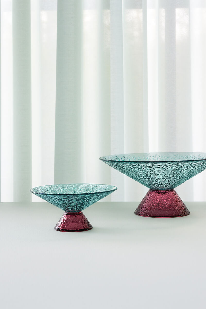 Hübsch Bonbon Grand bol en verre Bleu/Rouge