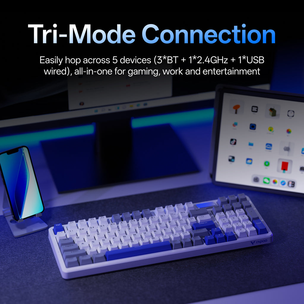Rapoo V700DIY Clavier mécanique 96 % tri-mode, Disposition QWERTY US, Montage sur joint-WB