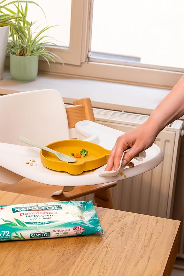 Sanytol Lingettes Nettoyantes Désinfectantes Multiusages sans Javel Eucalyptus (Paquet de 72)