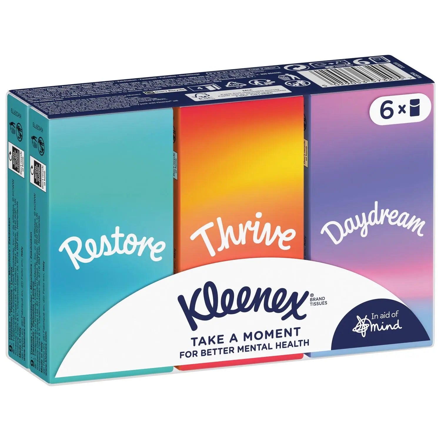 KLEENEX Collection Mouchoirs en Papier 3 Épaisseurs Mini Étuis Compacts, 6 Étuis