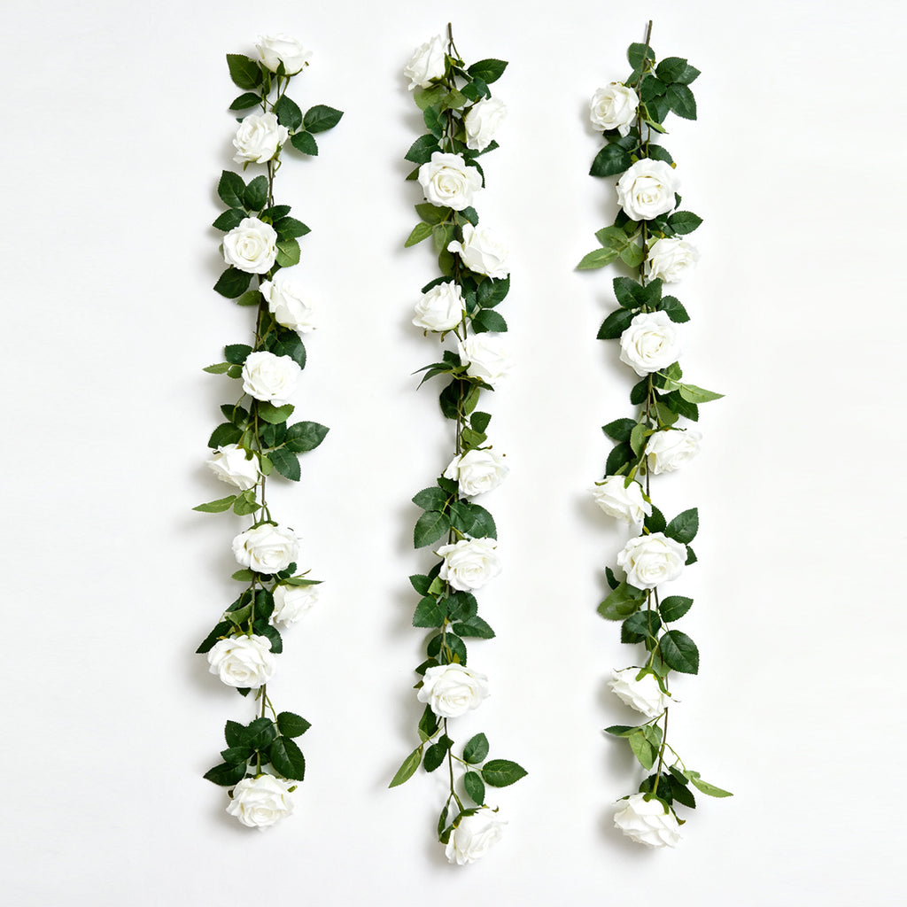 Wei's moment 3 pièces (2 mètres) Guirlande de fleurs artificielles, Guirlande de roses décorative, Mariage, Fleurs artificielles blanches, Guirlande, Guirlande de pivoines