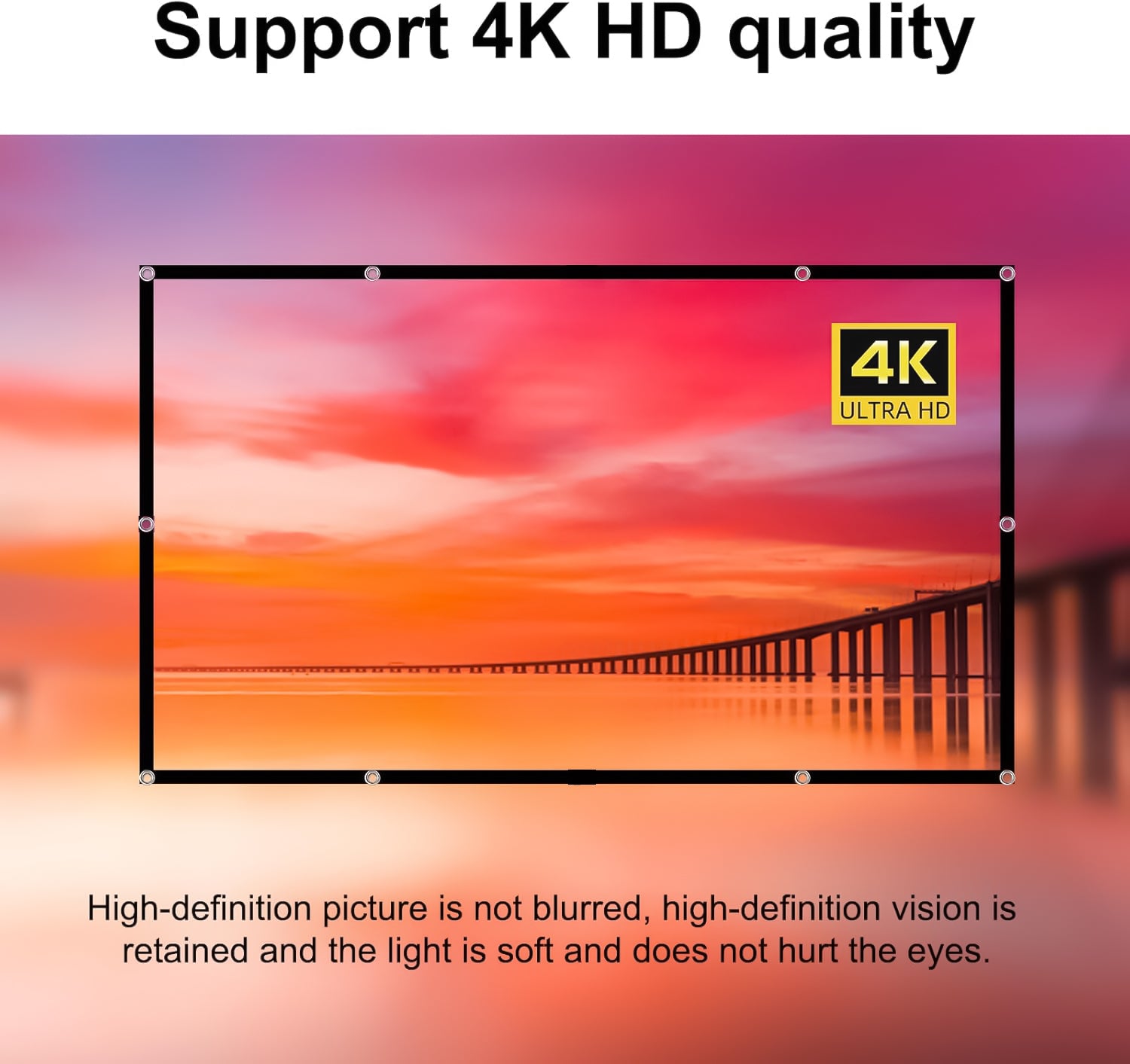 XBJ Écran de projection 120 pouces 16:9 | Écran de projection double face pliable anti-froissement HD 4K portable, angle de vision large de 160°
