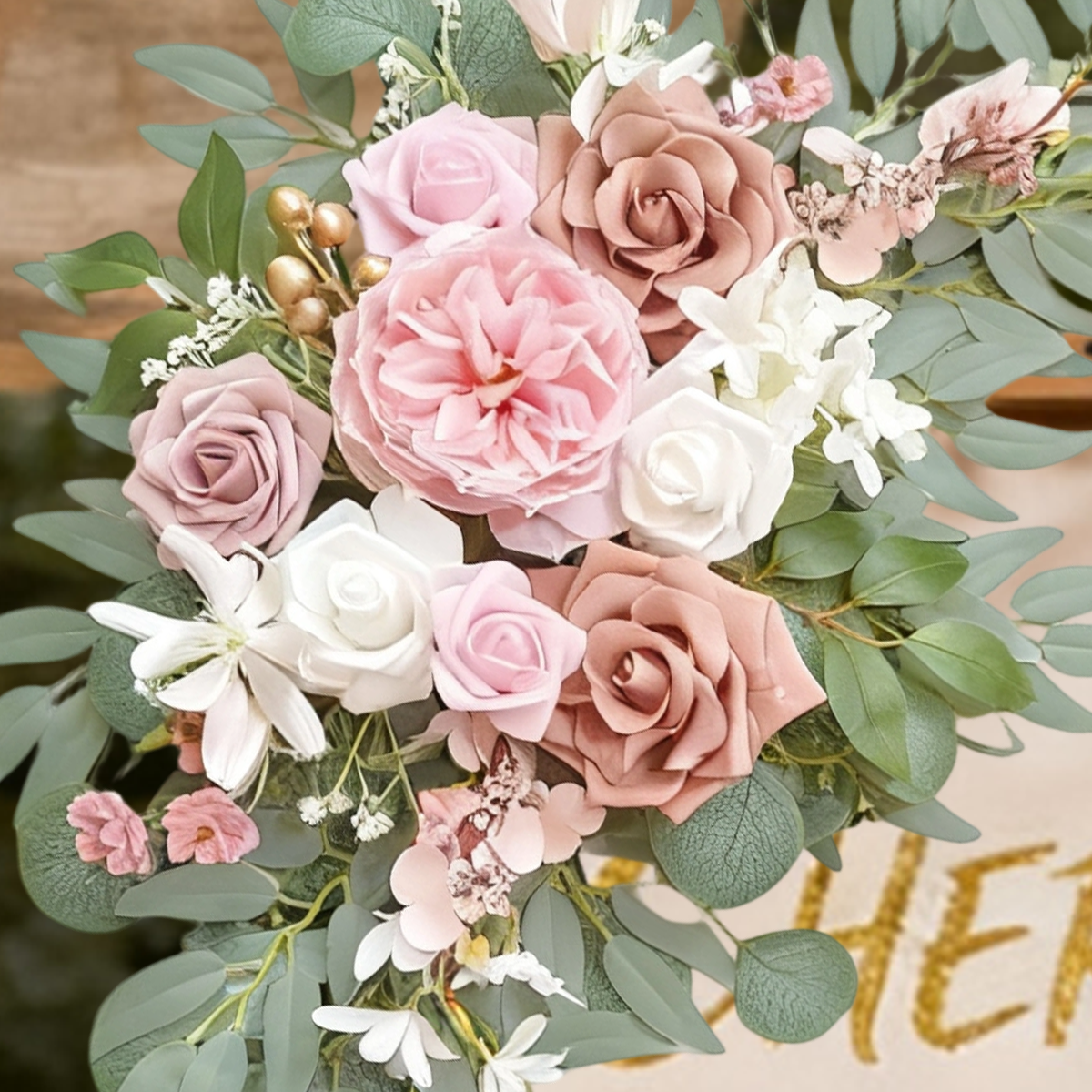Wei's moment Petites Fleurs d'Arche de Mariage (Lot de 2), Fleurs Artificielles de Rose Poudrée pour Décorations de Panneaux de Bienvenue de Mariage et Fleur d'Arche pour Cérémonie de