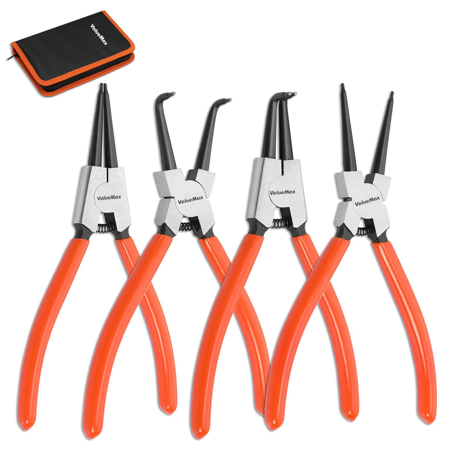ValueMax Lot de 4 pinces à circlips internes et externes 180 mm avec étui de rangement à fermeture éclair