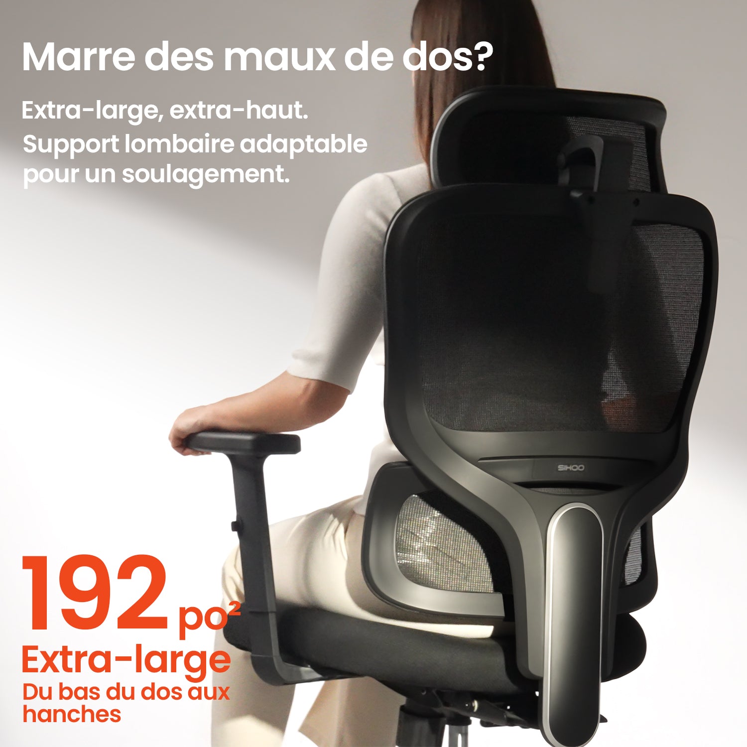 SIHOO Chaise de bureau ergonomique - Chaise de bureau réglable avec soutien lombaire 3D dynamique, dossier en mesh respirant, appuie-tête réglable et accoudoirs en PU pour bureau à domicile - (Noir)