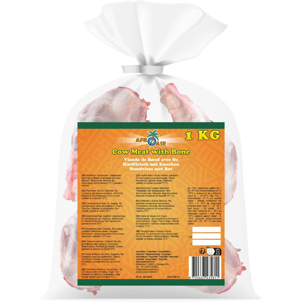 AFROASE Viande de bœuf avec os 1000 g