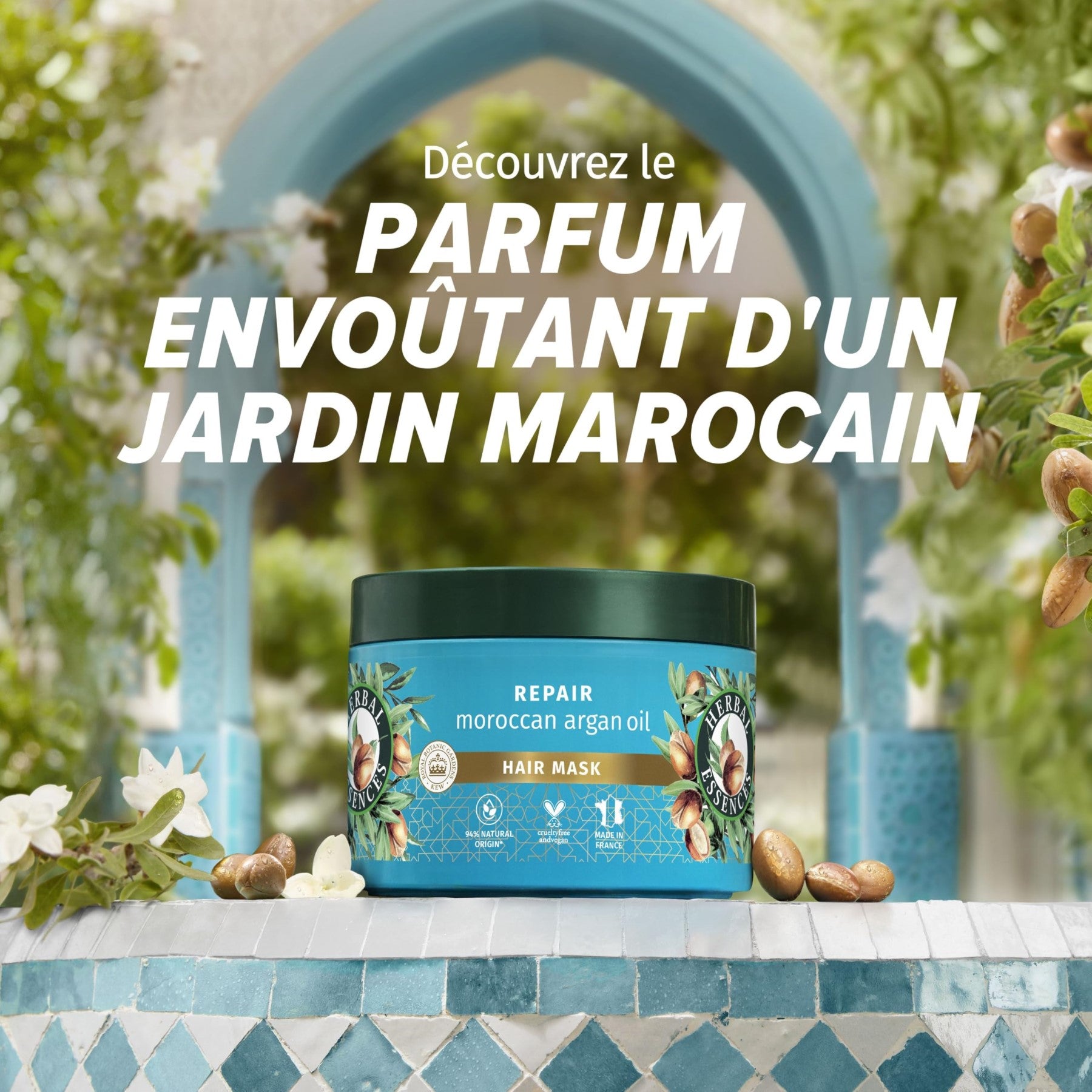 HERBAL ESSENCES Routine de réparation à l'huile d'argan avec shampooing 250 ml, après-shampooing 200 ml & masque 500 ml
