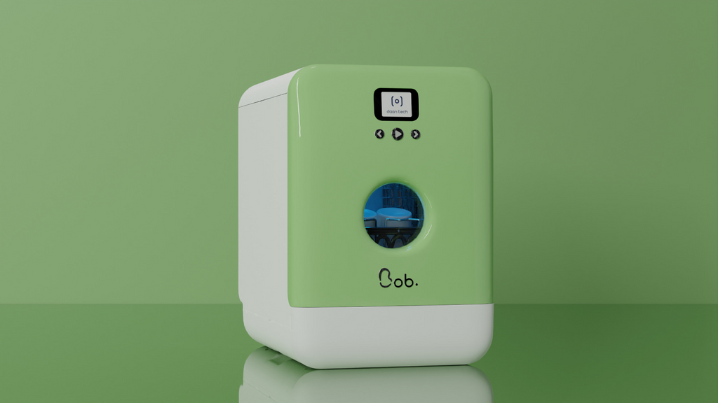 Bob Mini Lave-vaisselle compact écologique 3 couverts 34cm – Vert amande/Blanc neige