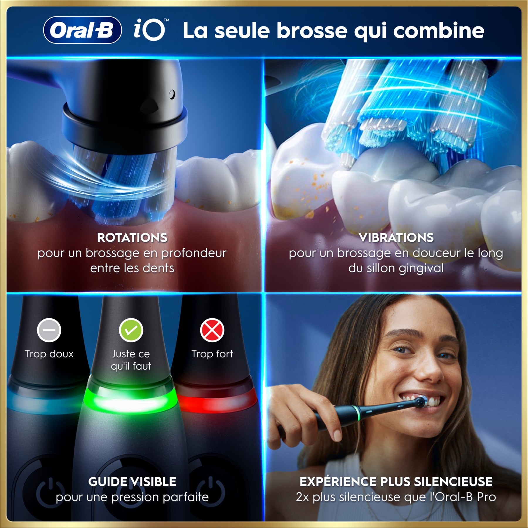 Oral-B iO9 Brosse à dents électrique Noir 2 brossettes Étui de voyage chargeur Édition cadeau