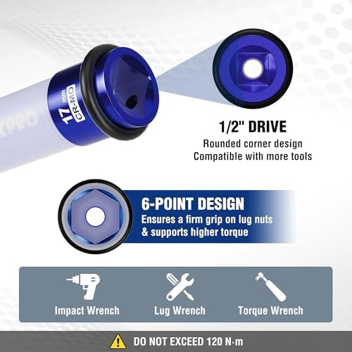 WORKPRO Protections de pneus 3 pièces 1/2'' avec circlips en caoutchouc et sangles de suspension