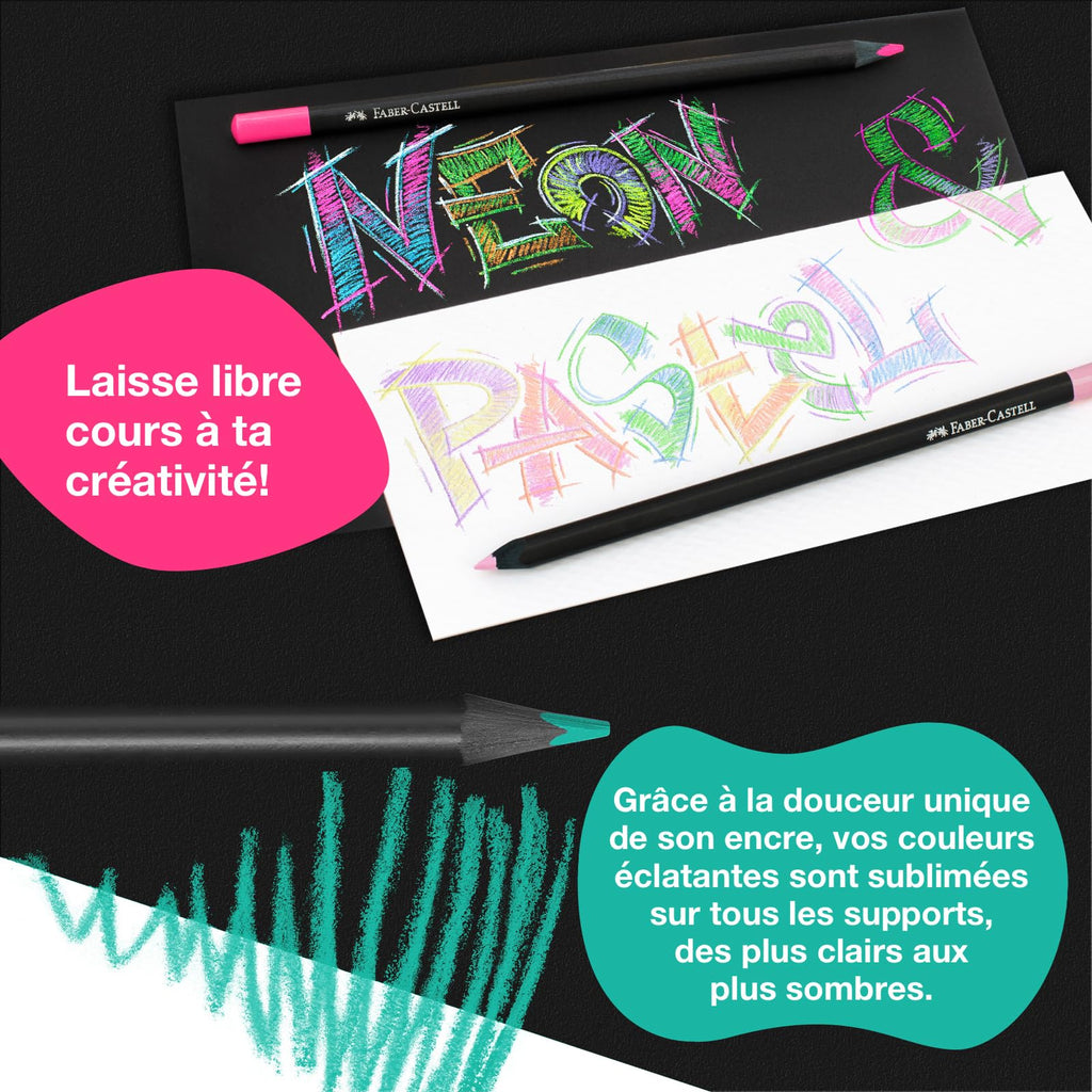 Faber-Castell Crayons de couleur Black Edition, 100 pièces dans une boîte en métal