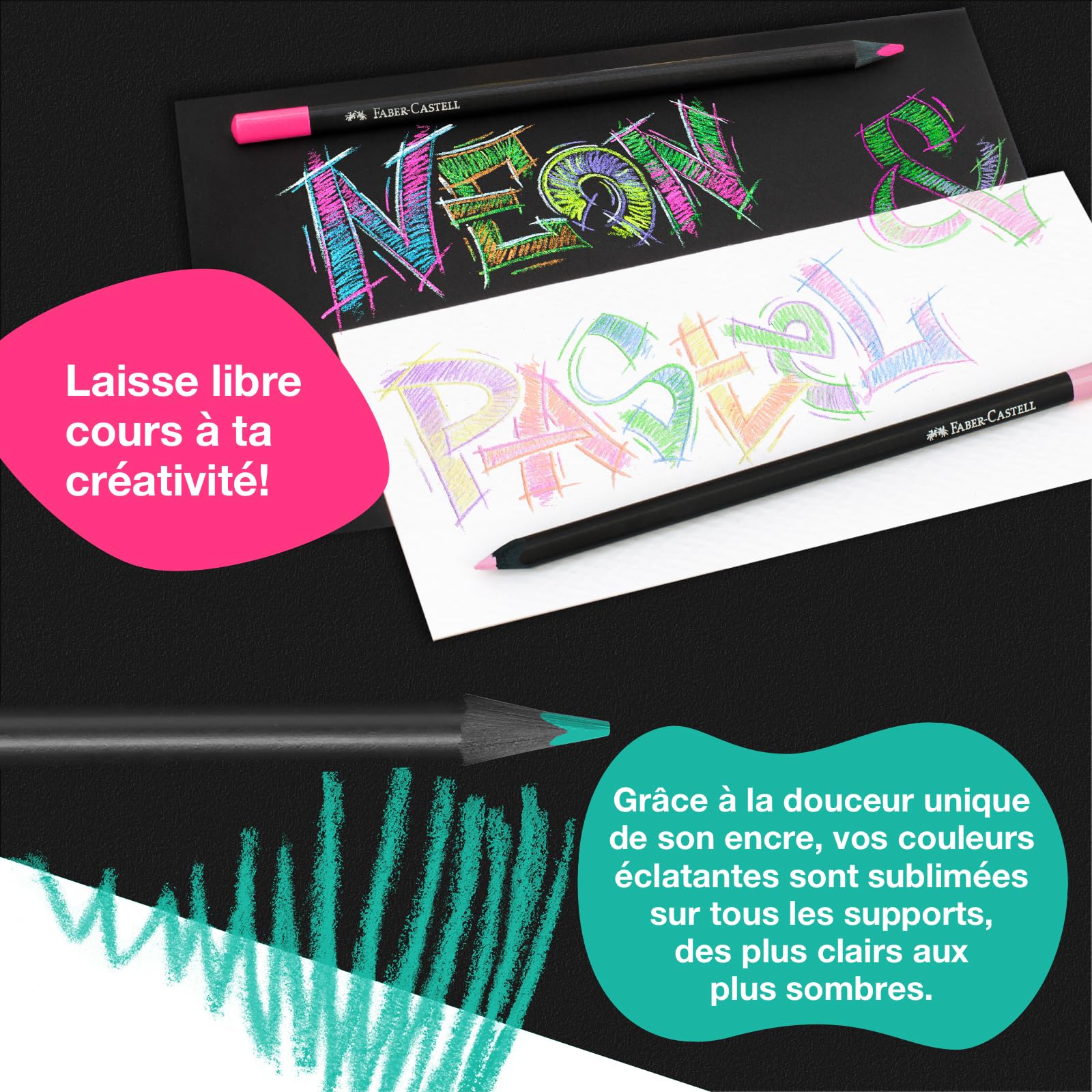 Faber-Castell Crayons de couleur Black Edition, 100 pièces dans une boîte en métal