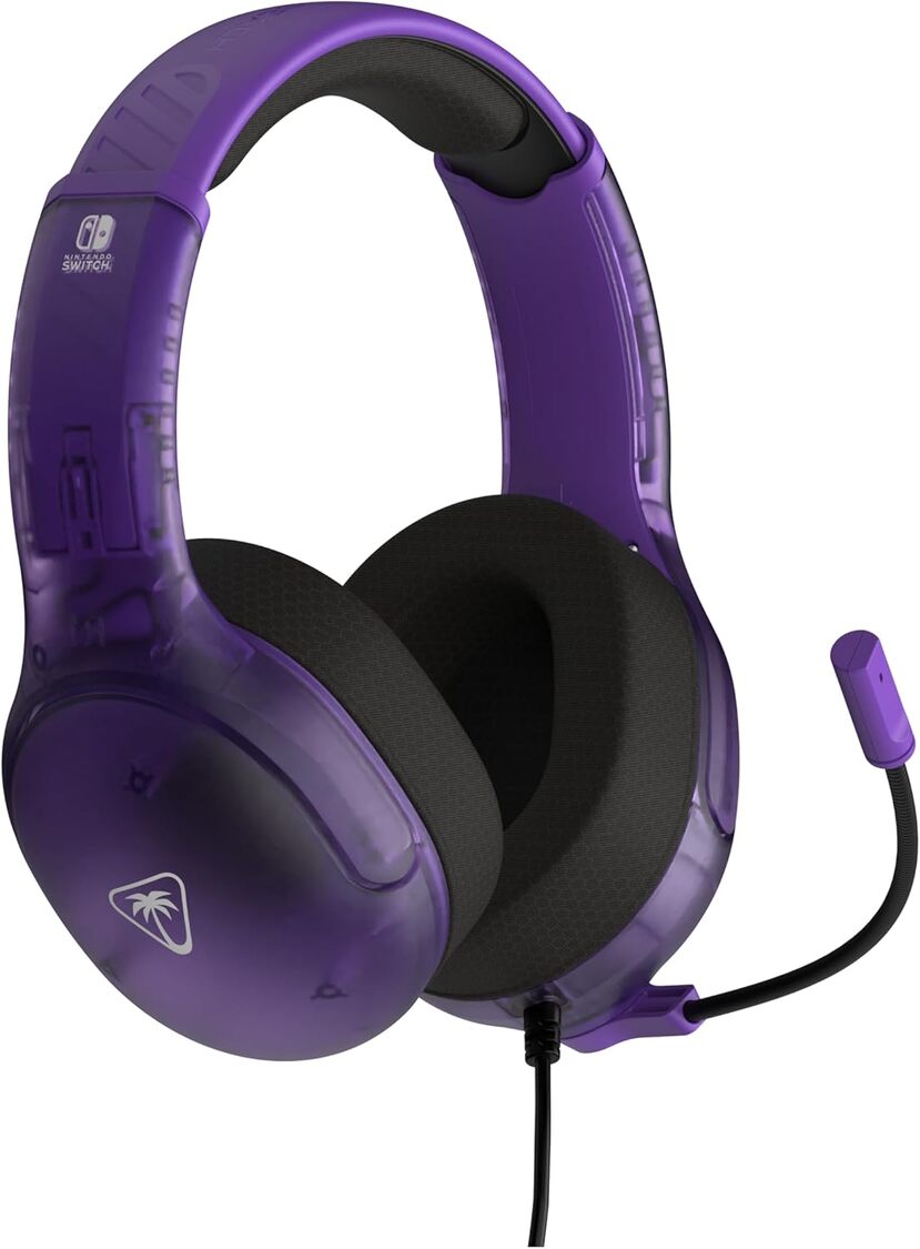 TURTLE BEACH Airlite Fit Casque Gaming Filaire (Prise 3.5mm) - Micro Muet par Basculement - Nintendo Switch, Switch Lite, Switch OLED, PC & Mobile - Violet Fantôme