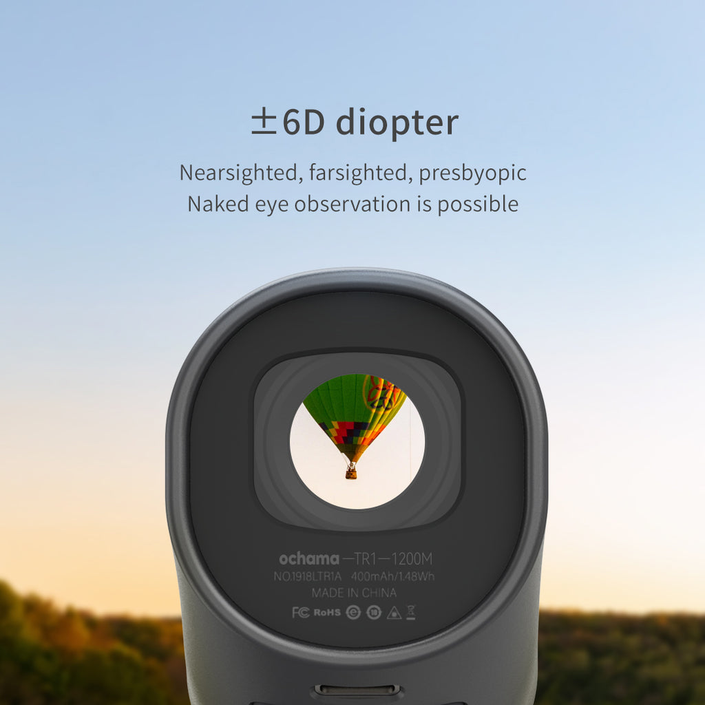 ochama TR1 Télescope d'observation 2-en-1 pour visite et mesure de distance, Télémètre de golf, mesure précise jusqu'à 1200 mètres, objectif optique 6x, recharge directe Type-C, idéal pour les voyages, activités de plein air, golf et concerts
