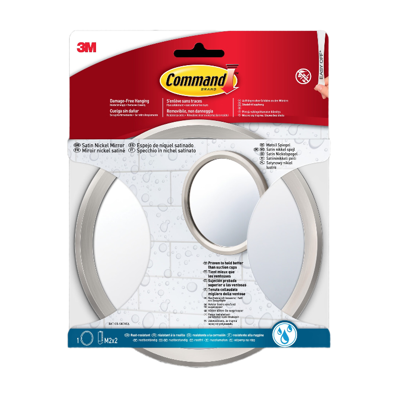 Command™Miroir pour salle de bains Nickel satiné Moyen modèle