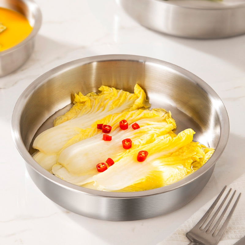 Maxcook Assiette creuse approfondie en acier inoxydable 304 16 cm/6.3 pouces non toxique incassable assiette de table en métal