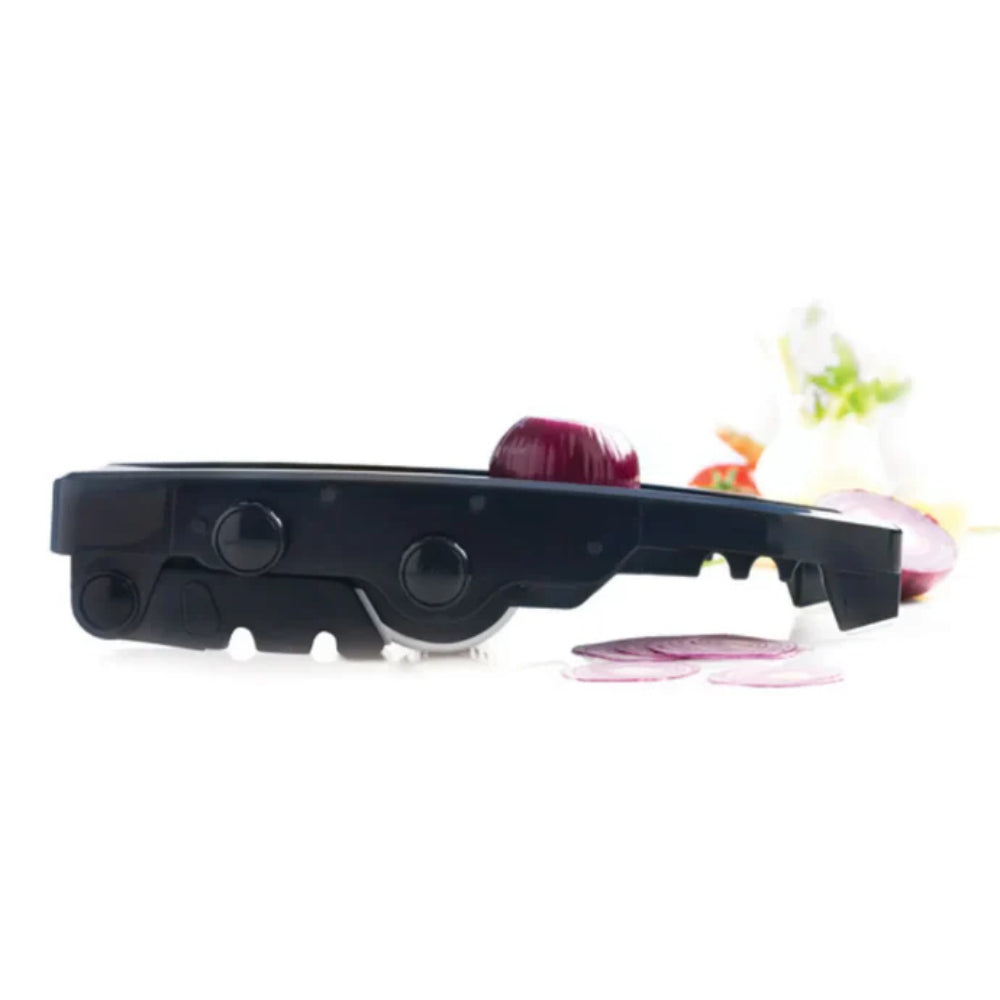 Mastrad Mandoline multi-lames à lame en V – 6 lames en acier inoxydable – Trancher, râper et tailler en julienne – Épaisseur réglable 1 à 9 mm