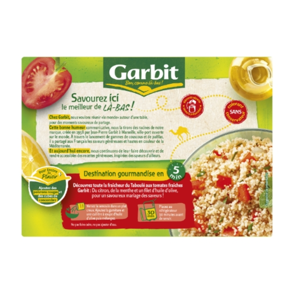 GARBIT Plat familial Taboulé aux Tomates la boîte de 525g