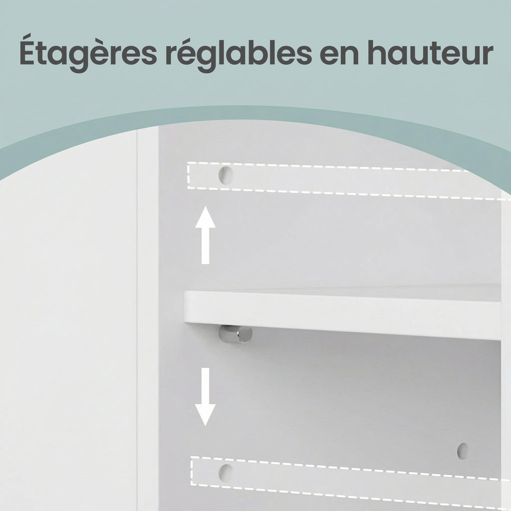 JOYFURNOS Armoire haute de salle de bain, Meuble de rangement mince, Placard étroit, Blanc