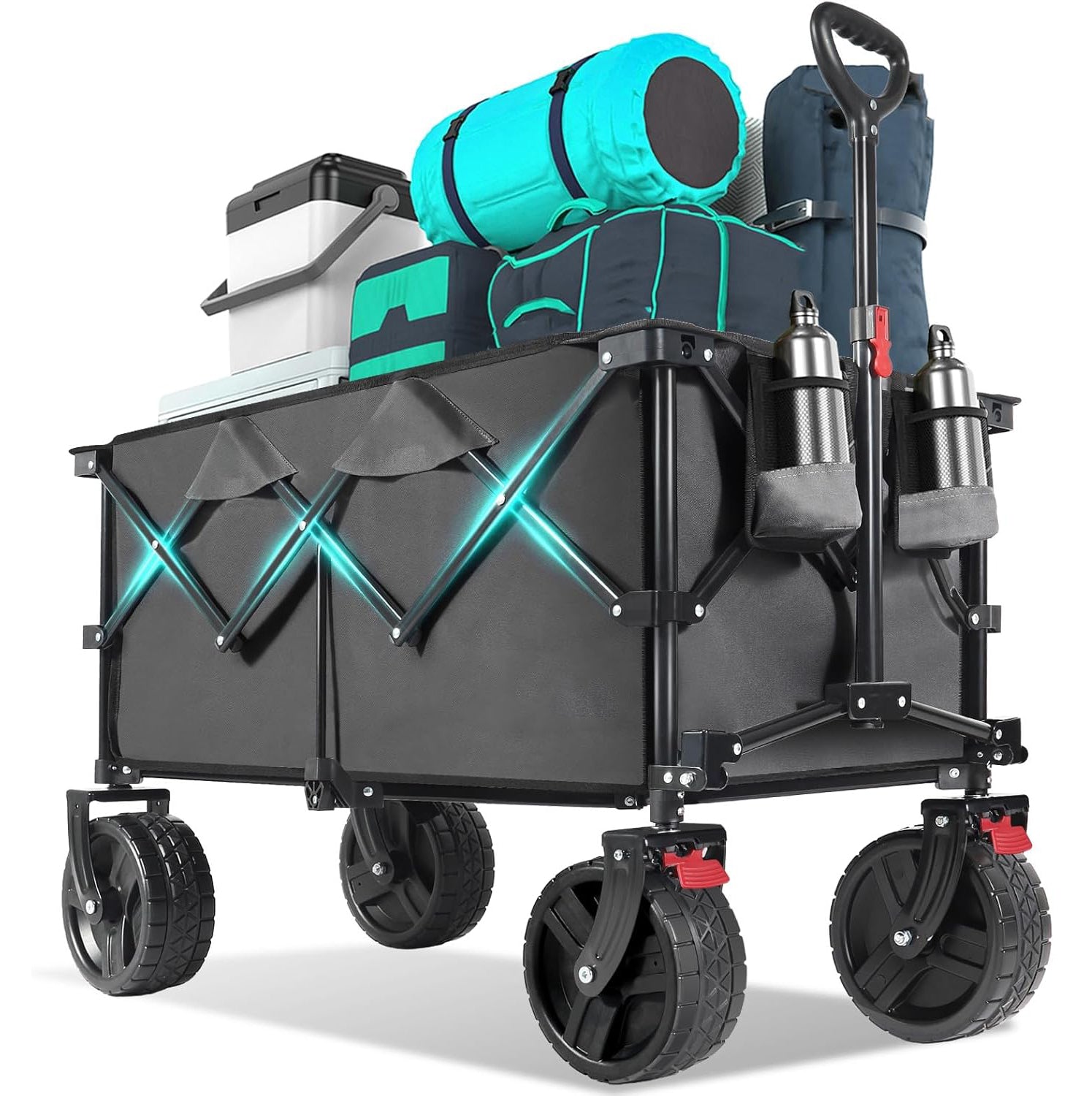 Sekey Chariot de festival pliable 200 L avec roues tout-terrain extra larges et frein, gris