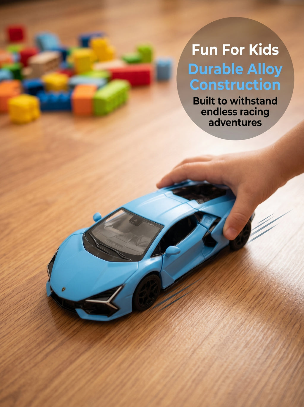 Voiture miniature 1:36 Lamborghini Revuelto, Finition bleu mat, Alliage moulé sous pression avec portes ouvrantes et action de recul, Jouet parfait pour enfants et pièce de décoration