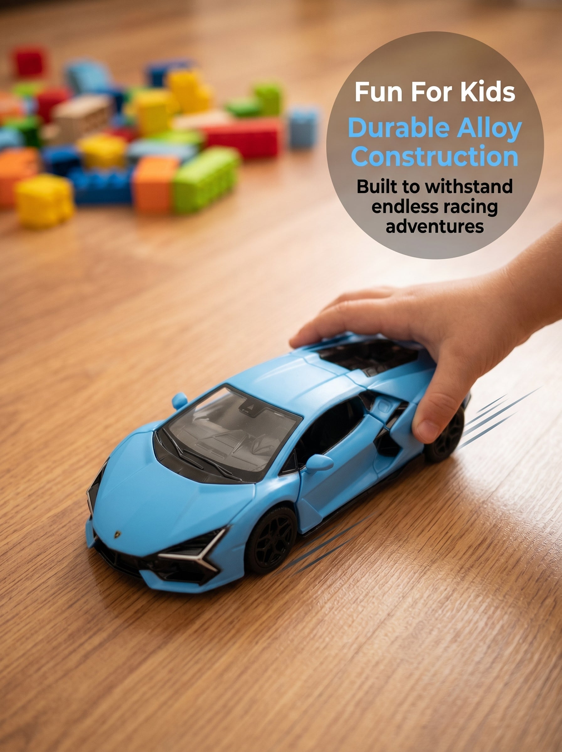 Voiture miniature 1:36 Lamborghini Revuelto, Finition bleu mat, Alliage moulé sous pression avec portes ouvrantes et action de recul, Jouet parfait pour enfants et pièce de décoration