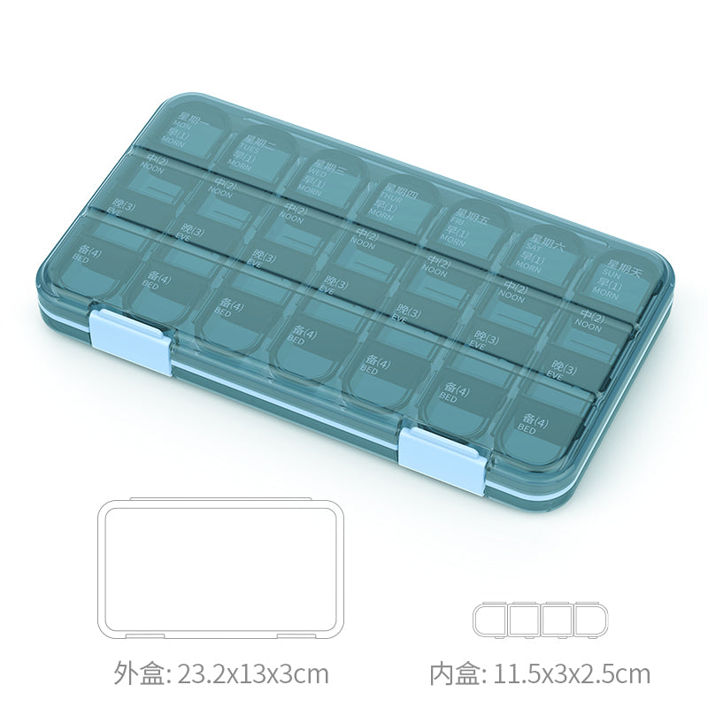JORDAN & JUDY Organisateur de pilules hebdomadaire portable étanche de 28 compartiments - Bleu