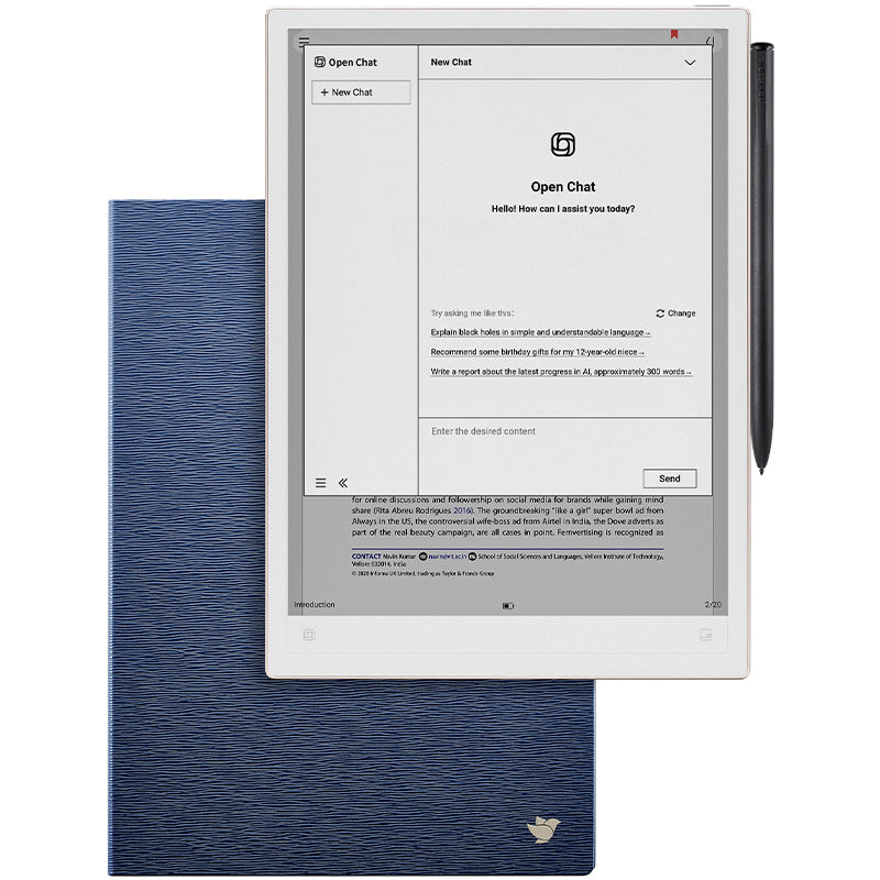 iFLYTEK AINOTE 2 Étui Folio de Protection pour Tablette de Prise de Notes, 10,65 Pouces, Cuir PU, Fin et Léger, Housse pour Carnet Numérique, Étanche à l'Eau et à la Poussière, Bleu Marine Foncé