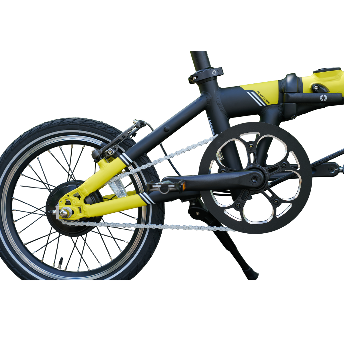 DAHON K-Feather Vélo électrique pliant avec moteur de moyeu arrière et batterie 24 V 5 Ah, pneu 16" x 1,5" - Jaune