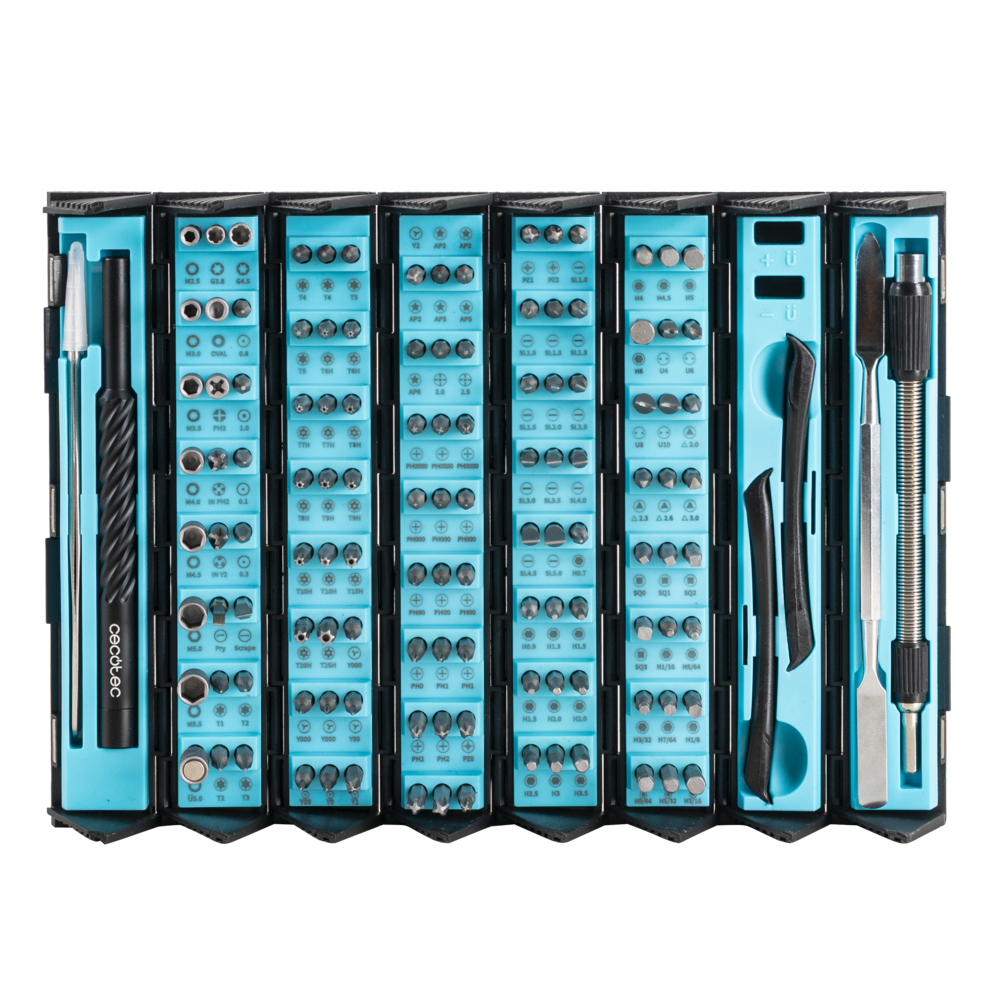 Cecotec PrecissionGyro 300 Infinity Jeu de tournevis de précision de 128 pièces - Kit d'outils de précision manuel avec embouts magnétiques