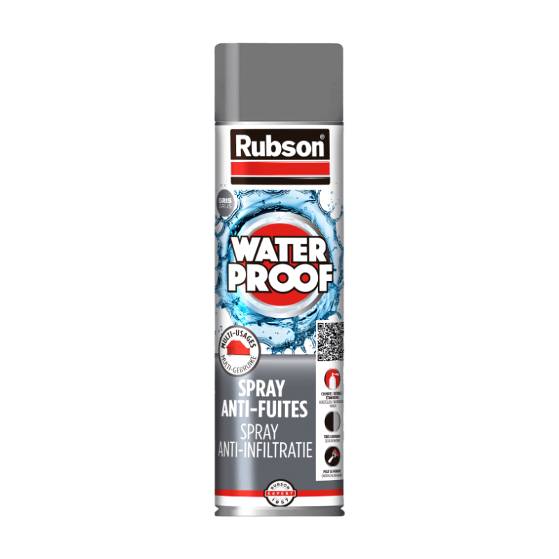 Henkel Rubson Revêtement Waterproof Anti-fuites en Spray Noir (aérosol 300 ml), pour colmater fuites et fissures, caoutchouc liquide pour réparations, séchage rapide