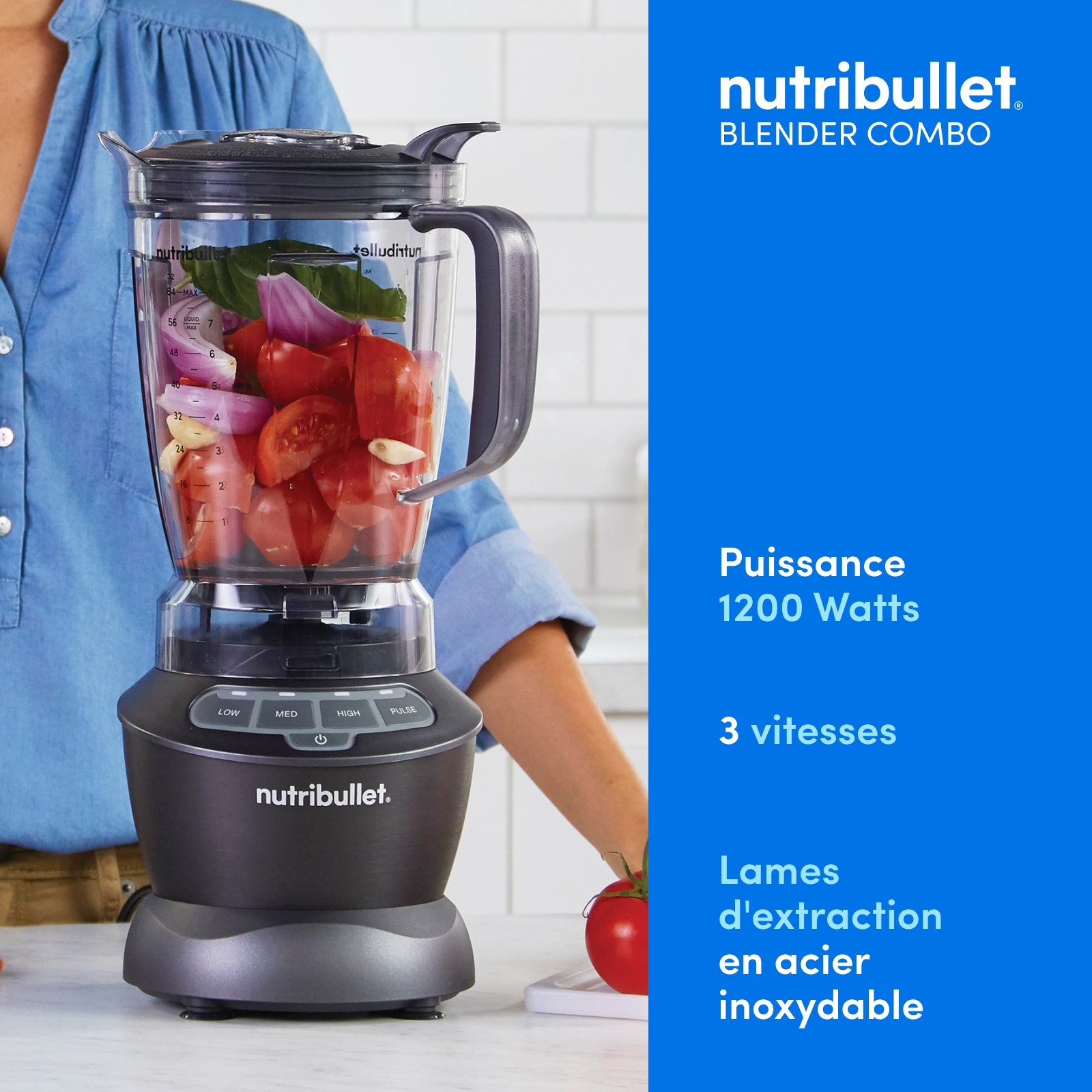 nutribullet Mixeur combiné, Mixeur multifonction 1,89 L, NBF500DG, Noir
