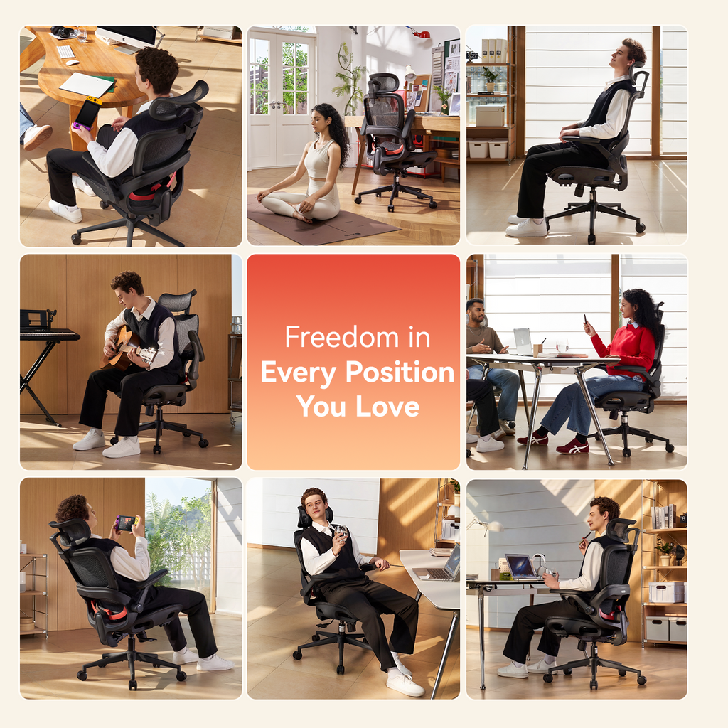 SIHOO B100 Ultra Chaise de bureau ergonomique, Chaise de bureau en maille avec soutien lombaire adaptatif, Chaise d’ordinateur avec appui-tête large