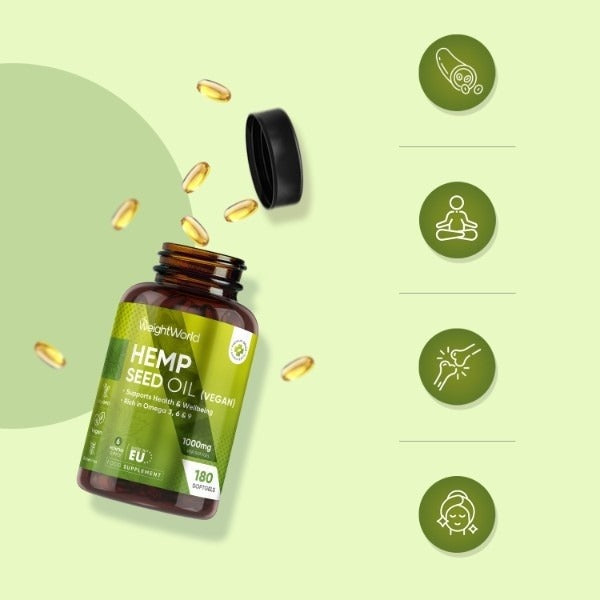 WeightWorld Huile de graines de chanvre 1000 mg 180 gélules molles