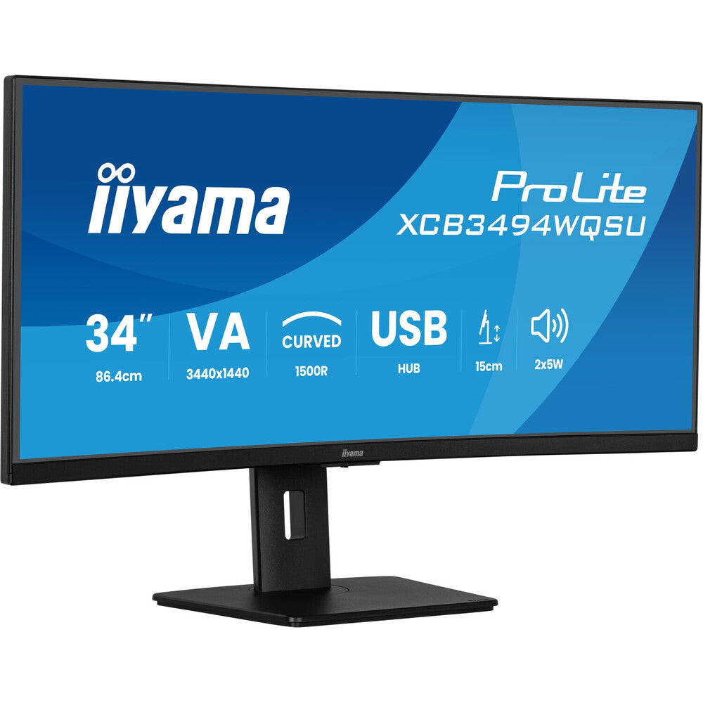iiyama Prolite XCB3494WQSU-B1 34 po VA Incurvé UWQHD 120 Hz USB-A Haut-parleurs Hauteur réglable