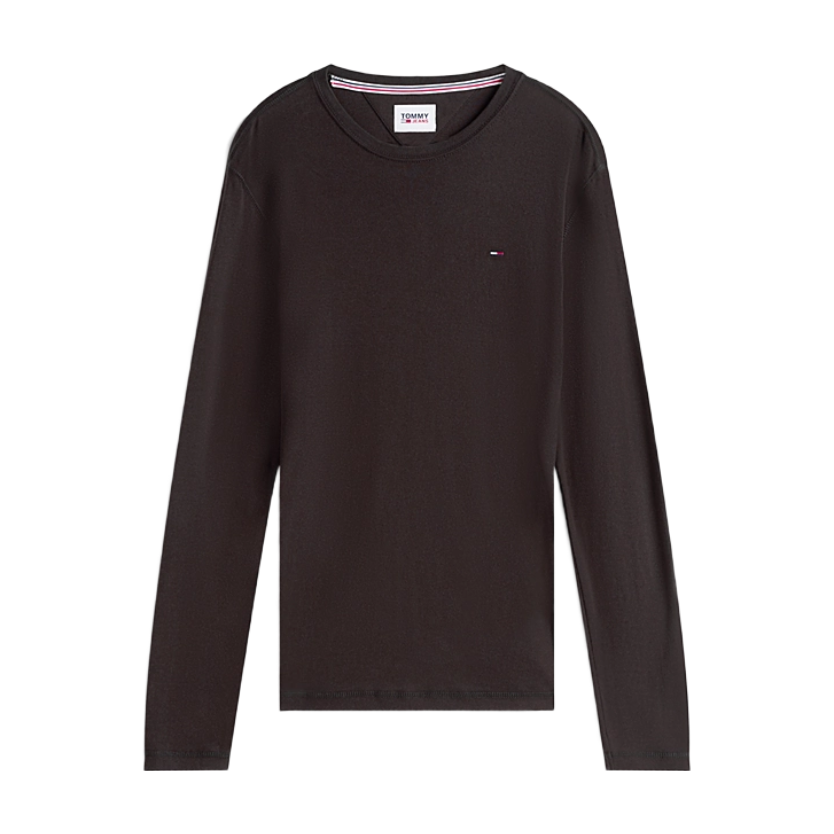 TOMMY JEANS T-shirt à manches longues côtelées Noir S