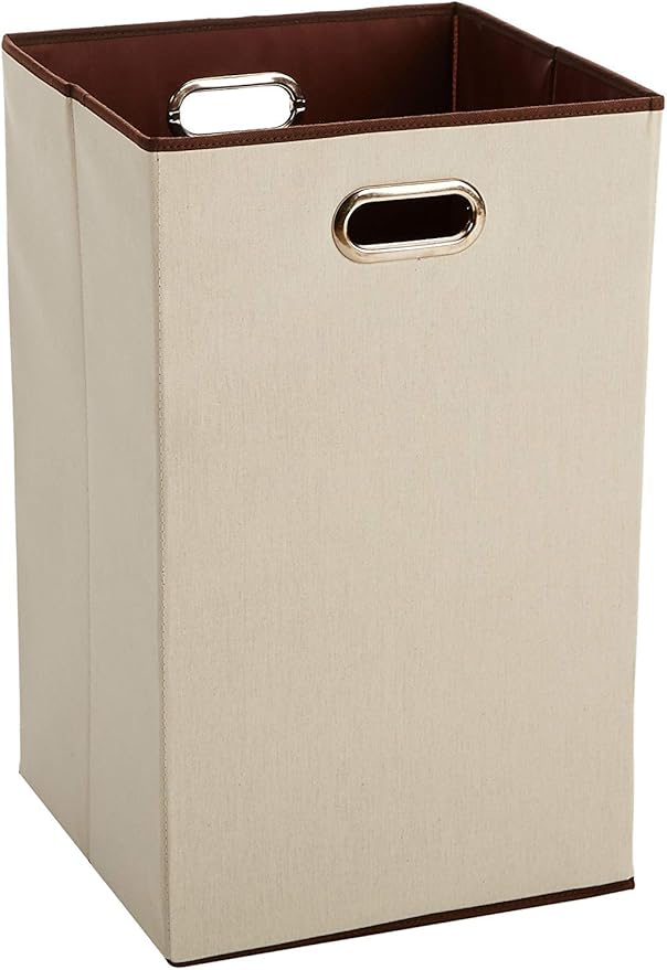 ANQI Panier à linge rectangulaire pliable - Beige et marron