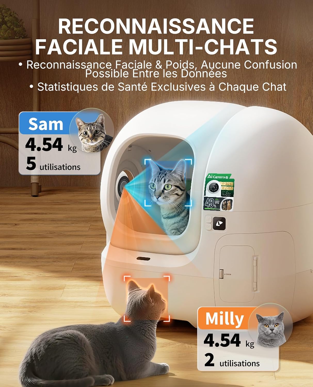 PETKIT Purobot Max Pro 2 avec Caméra Bac à Litière Automatique Autonettoyant pour Chat, Bac à Litière Contrôlé par Application avec Capteurs de Sécurité - UE
