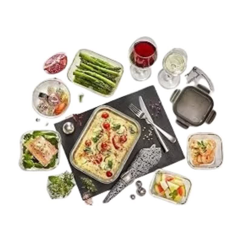 Euro boîte en verre résistante au four, carrée, 500 ml - couvercle gris